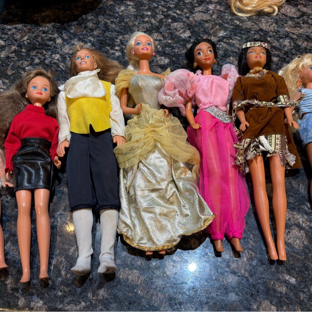 Set of Fashion Barbie Dolls in Various Outfits
